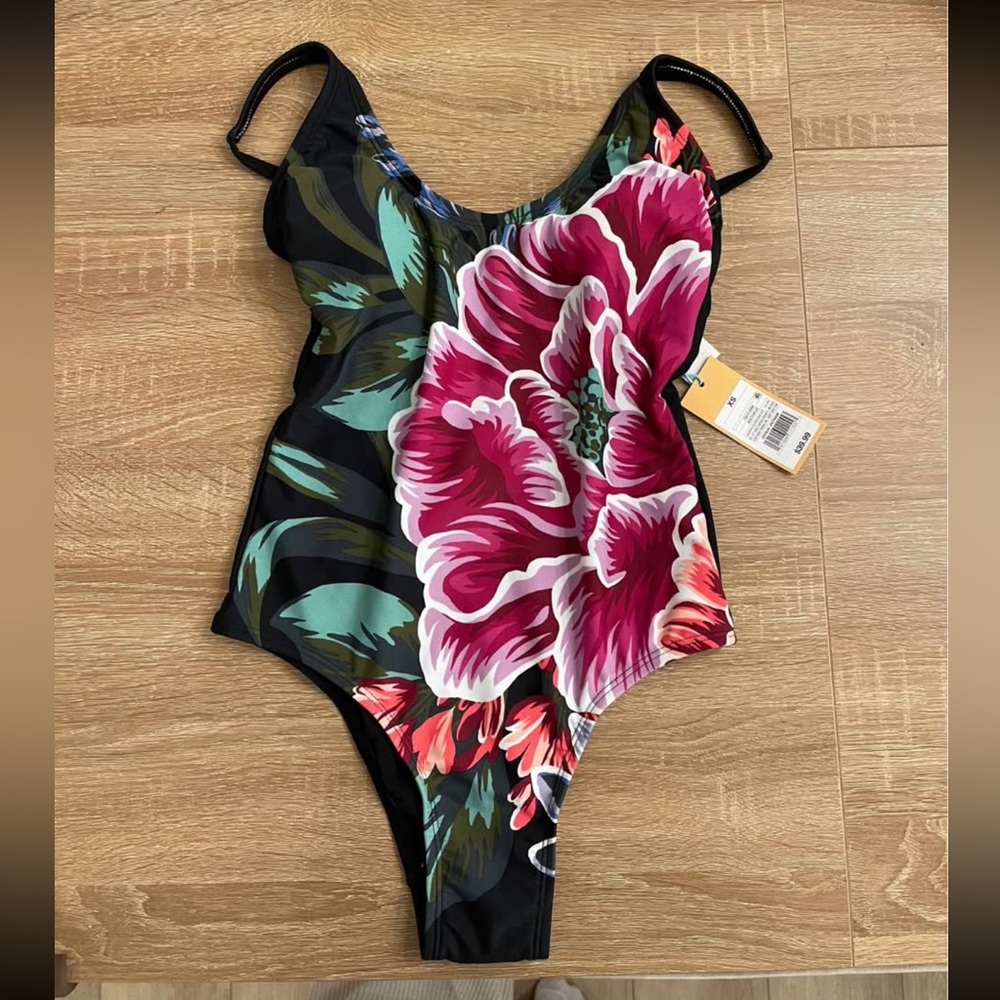 Target Women's Floral One Piece Swimsuit - Black and Red